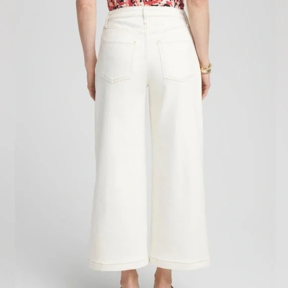 High Rise Wide Leg Cropped Cream Jeans  - Chico's (10/1.5 - Picture 2 of 15